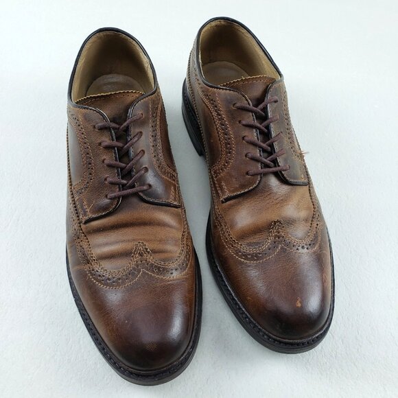 Frye James Wingtip Oxford Shoe Mens 10 D Brown Leather Lace Up Dress Brogue - Picture 1 of 14